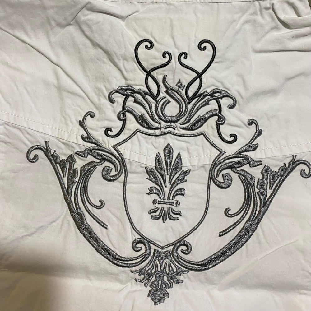 Platini Men’s Embroidered Button Down Shirt w/ Paisley Pattern Trim Sz M  White - Picture 5 of 10